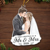 Custom  Photo First Christmas Acrylic Ornament - Personalized Anniversary Christmas Wedding Gifts For Husband And Wife, Him And Her - Under The Mistletoe