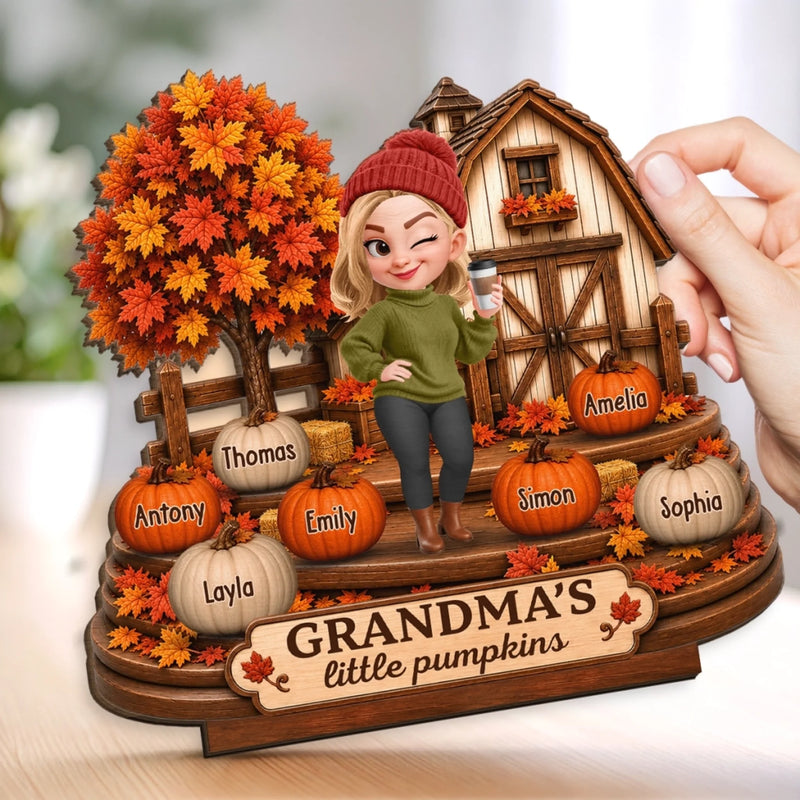 Custom Pumpkin 2-Layered Wooden Plaque - Personalized Birthday Gifts For Mom, Grandma - Season Of Sweet Togetherness