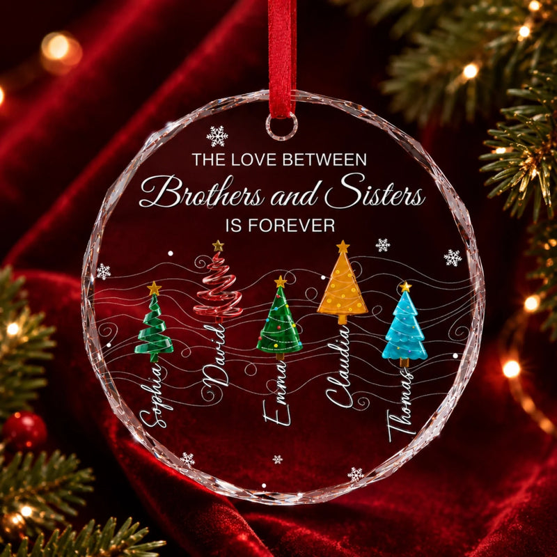 Custom Circle Glass Ornament - Personalized Christmas Birthday Gifts For Mom, Dad, Brother, Sister - Our Little Beloved Christmas