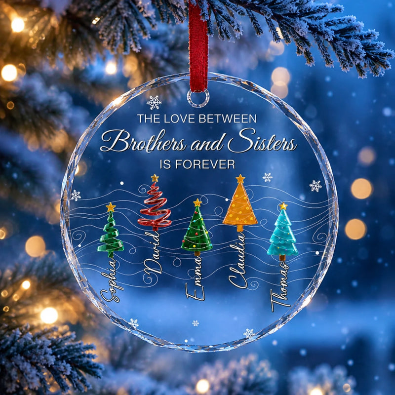 Custom Circle Glass Ornament - Personalized Christmas Birthday Gifts For Mom, Dad, Brother, Sister - Our Little Beloved Christmas