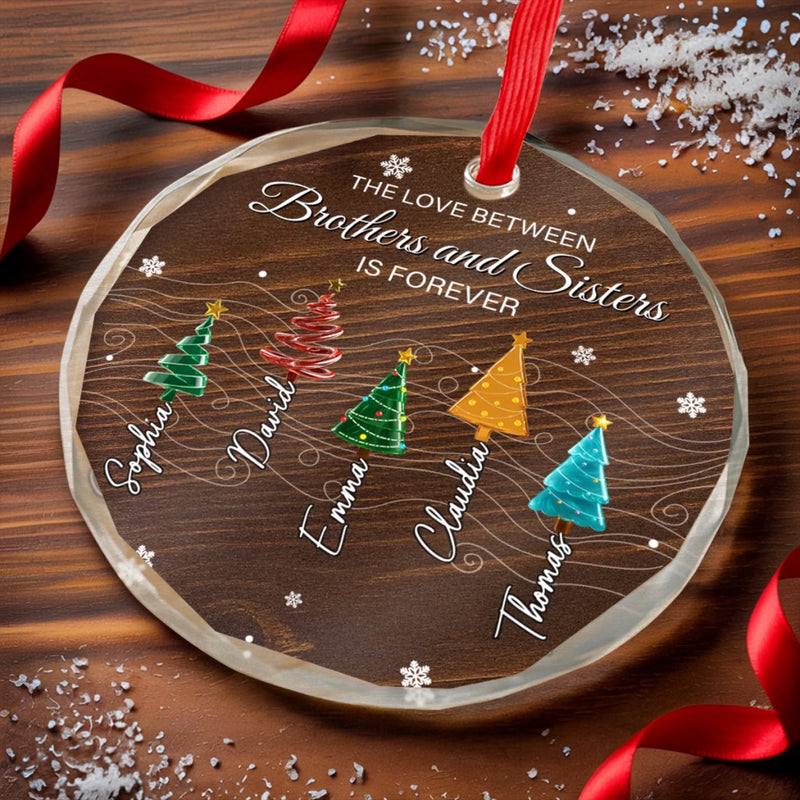 Custom Circle Glass Ornament - Personalized Christmas Birthday Gifts For Mom, Dad, Brother, Sister - Our Little Beloved Christmas