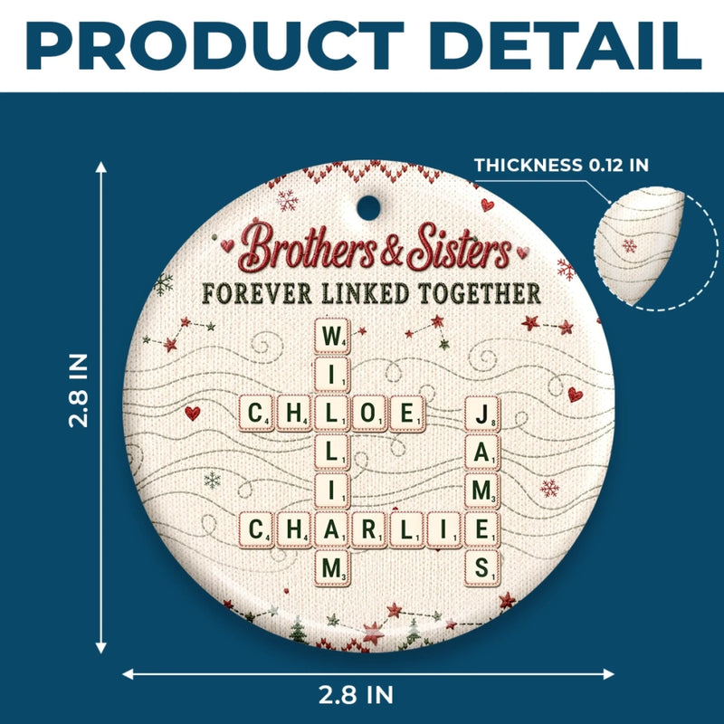 Custom Scrabble Ceramic Ornament - Personalized Christmas Birthday Gifts For Brother, Sister - Warm Winter Heartbeats