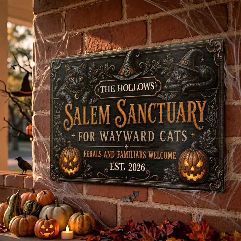Custom Home Decor Metal Sign - Personalized Halloween Decor Birthday Gifts For Mom, Dad, Brother, Sister, Kids - Haunted House Happy Hearts