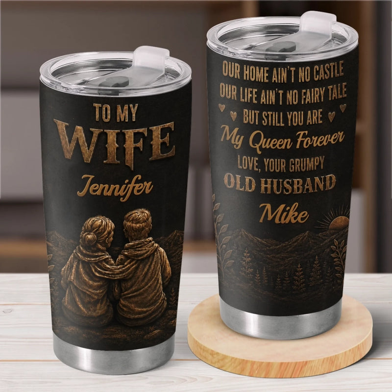 Custom Tumbler - Personalized Anniversary Wedding Gifts For Husband And Wife, Him And Her - My queen, Forever And Always