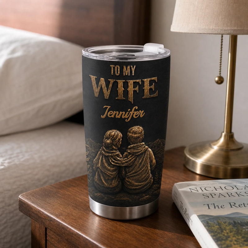 Custom Tumbler - Personalized Anniversary Wedding Gifts For Husband And Wife, Him And Her - My queen, Forever And Always