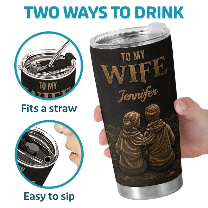 Custom Tumbler - Personalized Anniversary Wedding Gifts For Husband And Wife, Him And Her - My queen, Forever And Always