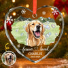 Custom Photo Heart Glass Ornament - Personalized Pet Christmas Memorial Sympathy Gifts For Dogs, Cats - Love Never Leaves