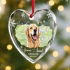 Custom Photo Heart Glass Ornament - Personalized Pet Christmas Memorial Sympathy Gifts For Dogs, Cats - Love Never Leaves