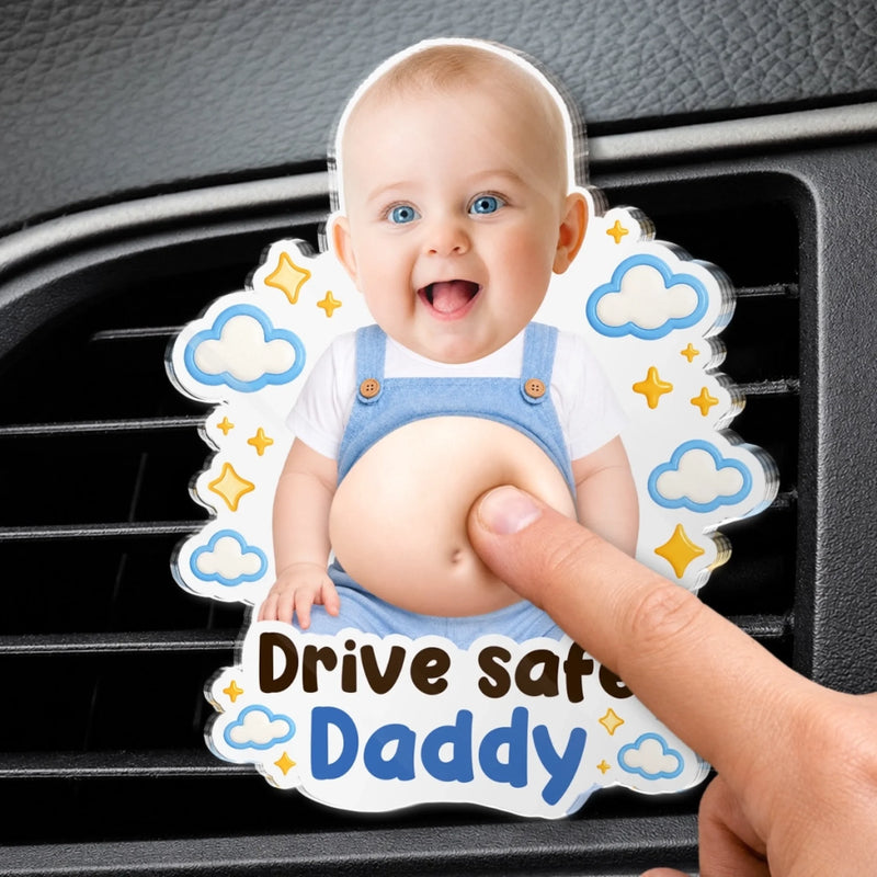 Custom Photo Squishy Acrylic Car Vent Clip - Personalized Birthday Gifts For Dad, New Parents  - Arrive Safe Every Time