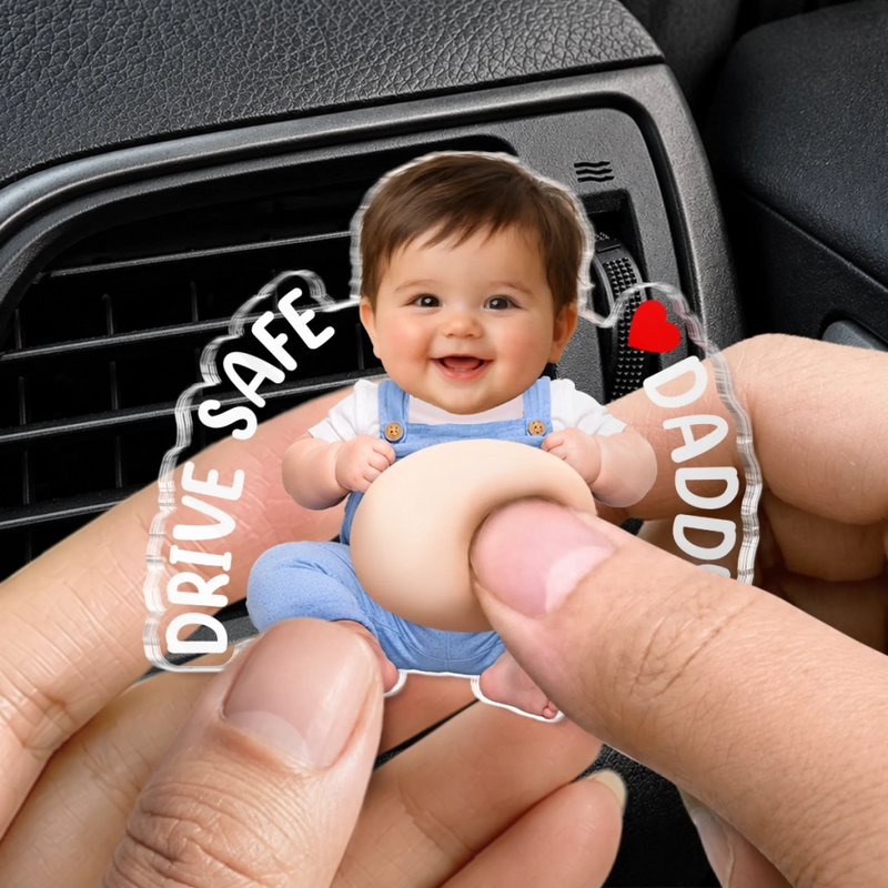Custom Photo Squishy Acrylic Car Vent Clip - Personalized Birthday Gifts For Dad, New Parents  - Your Tiny Boss Is Waiting