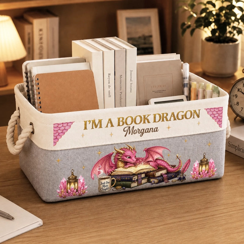 Custom Storage Basket - Personalized Bookish Gifts For Book Lovers, Bookworms, Readers - Reading Is My Treasure