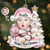 Custom Photo First Christmas Acrylic Ornament - Personalized Christmas Baby Shower, Gender Reveal Gifts For New Moms, New Dads, New Parents - Little Hands Big Love