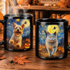 Custom Photo Starry Night Black Mug - Personalized Halloween Birthday Gifts For Dog Cat Lovers, Dog Dad And Mom, Cat Owners - Paws And Moonlight
