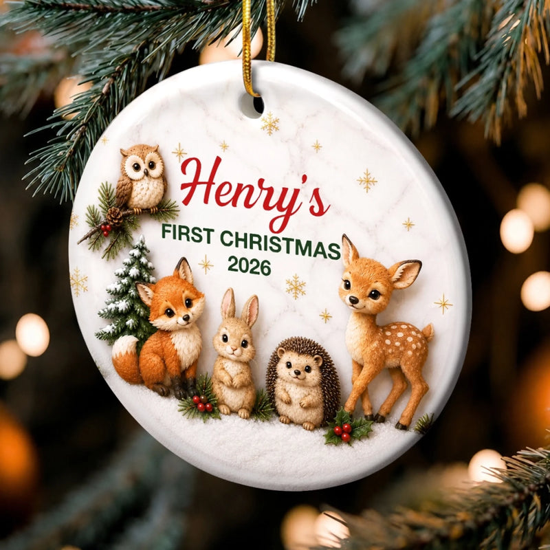 Custom First Christmas Ceramic Ornament - Personalized Christmas Baby Shower, Gender Reveal Gifts For New Moms, New Dads, New Parents - Little Wonder Big Magic