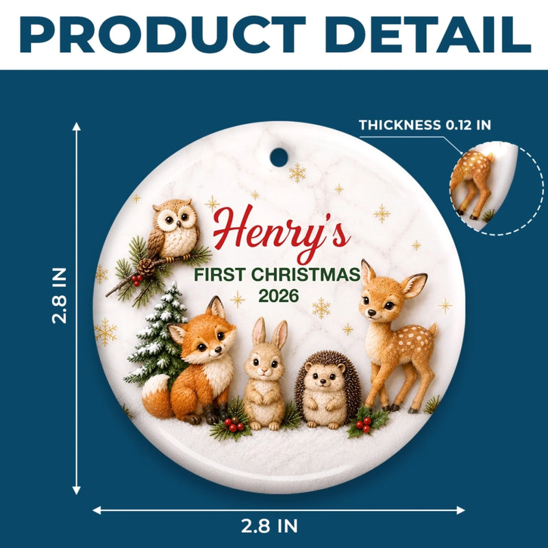 Custom First Christmas Ceramic Ornament - Personalized Christmas Baby Shower, Gender Reveal Gifts For New Moms, New Dads, New Parents - Little Wonder Big Magic