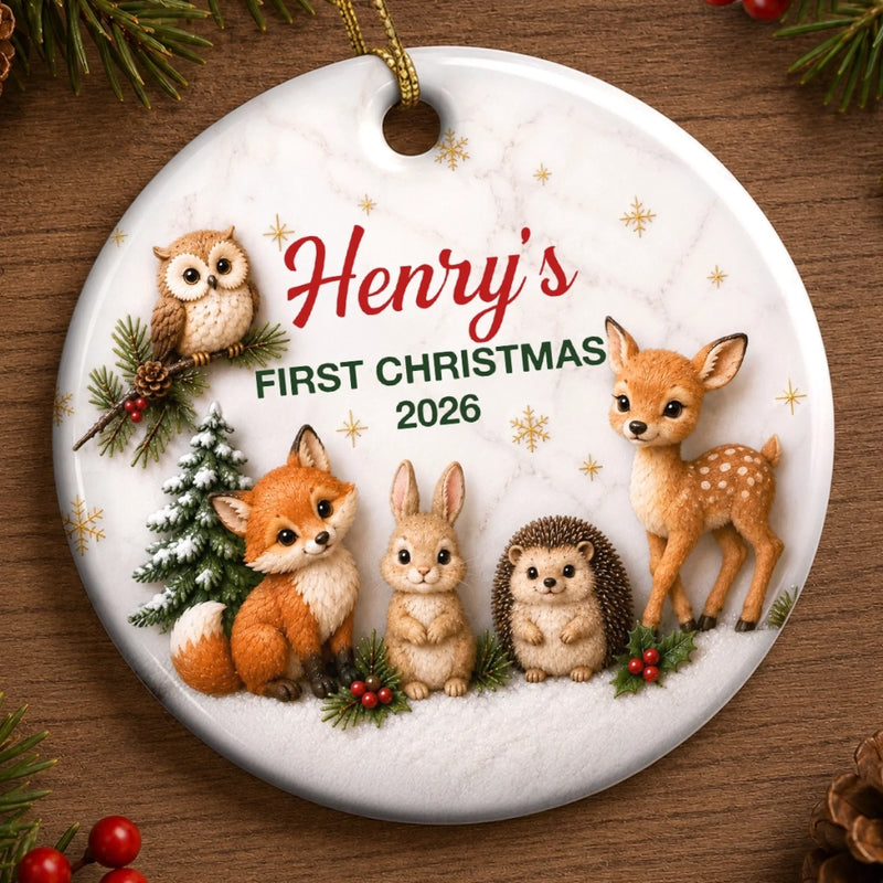 Custom First Christmas Ceramic Ornament - Personalized Christmas Baby Shower, Gender Reveal Gifts For New Moms, New Dads, New Parents - Little Wonder Big Magic