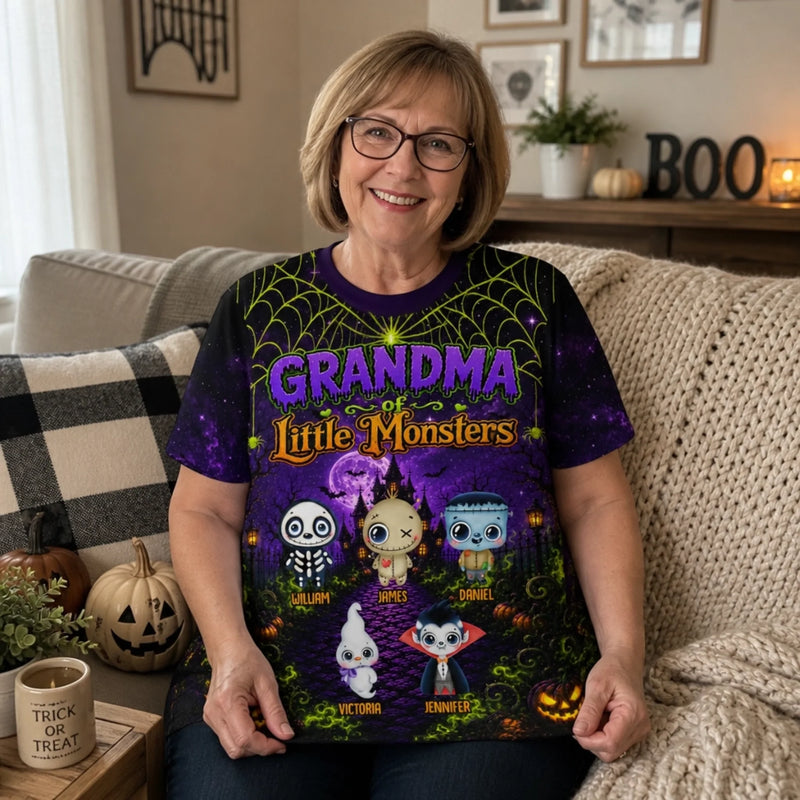 Custom Monster T-shirt - Personalized Halloween Birthday Gifts For Mom, Grandma - Sweetest Monsters In Town