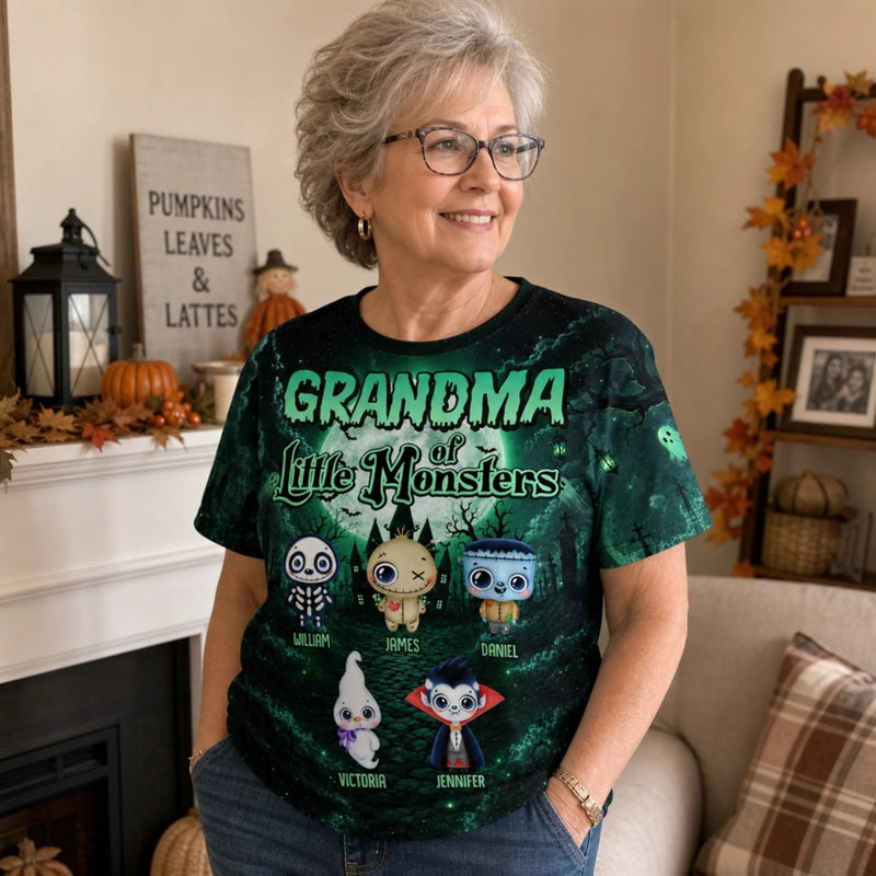 Custom Monster T-shirt - Personalized Halloween Birthday Gifts For Mom, Grandma - Mystical Halloween Family Night