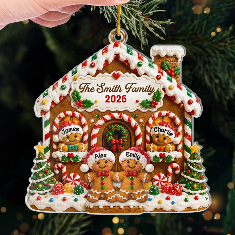 Custom Gingerbread Acrylic Ornament - Personalized Christmas Birthday Gifts For Mom, Dad, Brother, Sister - Sweet Memories Together