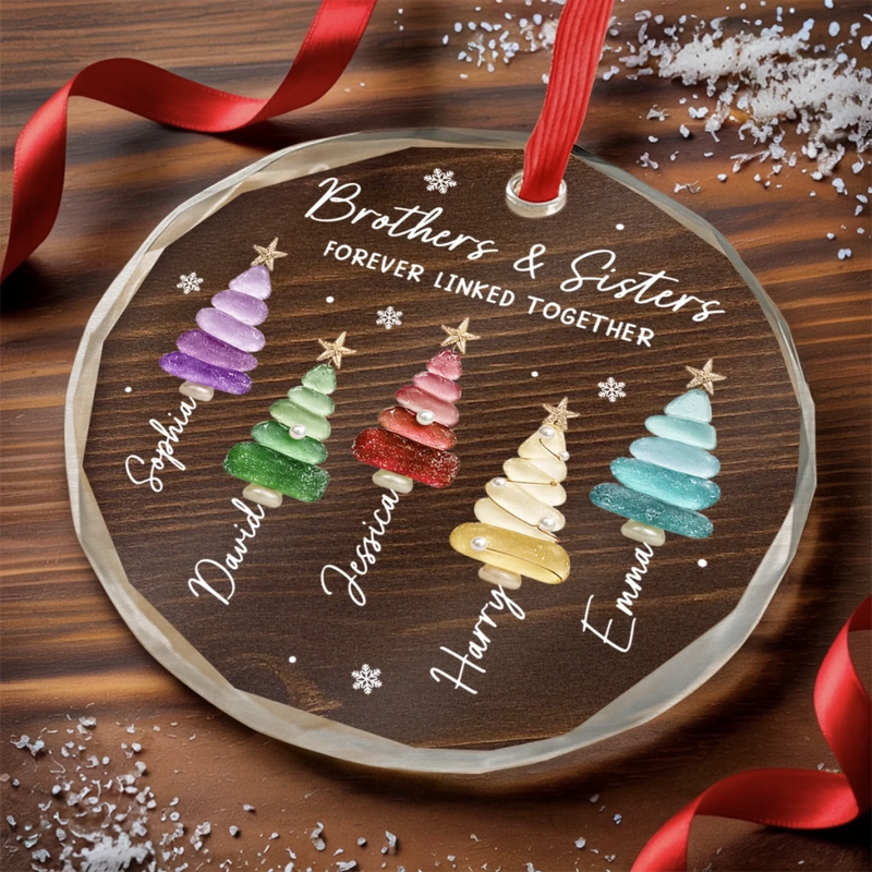 Custom Circle Glass Ornament - Personalized Christmas Birthday Gifts For Mom, Dad, Brother, Sister - Holiday Fun Starts Here