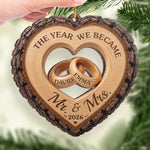 Custom First Christmas Wooden Ornament - Personalized Anniversary Christmas Wedding Gifts For Couple, Husband, Wife - Forever My Christmas Love