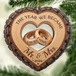 Custom First Christmas Wooden Ornament - Personalized Anniversary Christmas Wedding Gifts For Couple, Husband, Wife - Forever My Christmas Love
