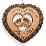 Custom First Christmas Wooden Ornament - Personalized Anniversary Christmas Wedding Gifts For Couple, Husband, Wife - Forever My Christmas Love