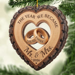 Custom First Christmas Wooden Ornament - Personalized Anniversary Christmas Wedding Gifts For Couple, Husband, Wife - Forever My Christmas Love