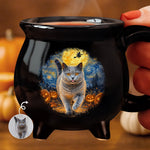 Custom Photo Starry Night Coffee Mug - Personalized Halloween Birthday Gifts For Cat Lovers, Cat Owners, Cat Parents - Stay Spooky Stay Purrfect