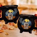 Custom Photo Starry Night Coffee Mug - Personalized Halloween Birthday Gifts For Cat Lovers, Cat Owners, Cat Parents - Stay Spooky Stay Purrfect