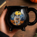 Custom Photo Starry Night Coffee Mug - Personalized Halloween Birthday Gifts For Cat Lovers, Cat Owners, Cat Parents - Stay Spooky Stay Purrfect