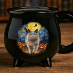 Custom Photo Starry Night Coffee Mug - Personalized Halloween Birthday Gifts For Cat Lovers, Cat Owners, Cat Parents - Stay Spooky Stay Purrfect
