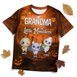 Custom Unisex T-shirt - Personalized Halloween Birthday Gifts For Grandma - Little Monsters Light Up Halloween