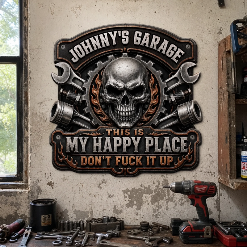 Custom Shaped Metal Sign - Personalized Birthday Gifts For Mechanics, Dad, Husband - Built Not Bought Just Right