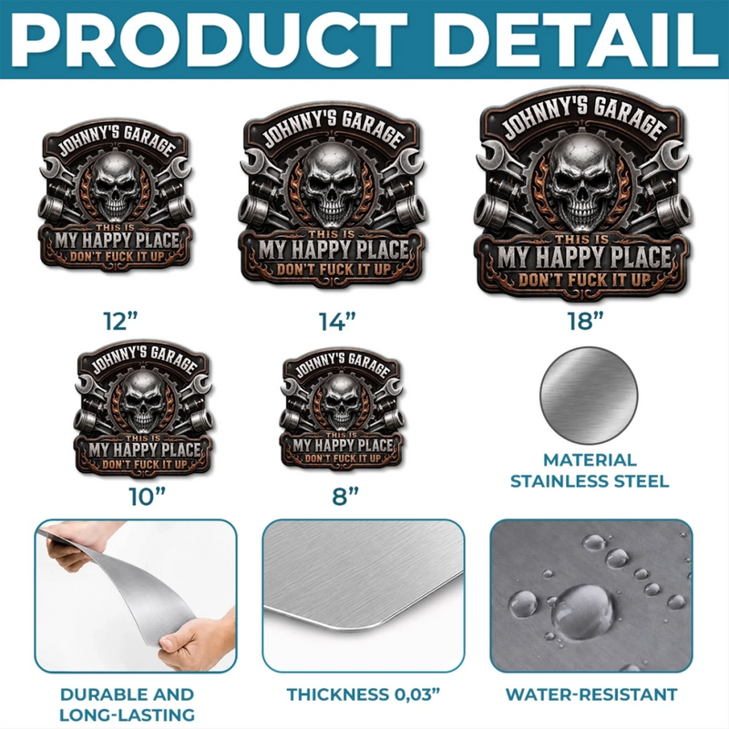 Custom Shaped Metal Sign - Personalized Birthday Gifts For Mechanics, Dad, Husband - Built Not Bought Just Right