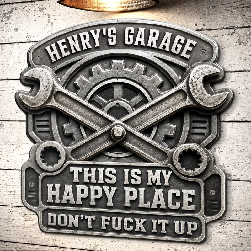 Custom Shaped Metal Sign - Personalized Birthday Gifts For Mechanics, DIYers, Gearheads - Working Hard In My Zone
