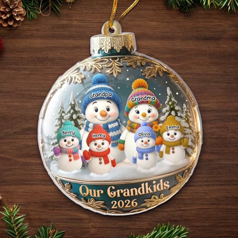 Custom Snowman Acrylic Ornament - Personalized Christmas Birthday Gifts For Grandpa, Grandma - Love That Spans Generations