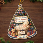 Custom First Christmas Acrylic Ornament - Personalized America 250th Anniversary Christmas Gifts For New Parents, Grandparent - Our Patriotic Little Miracle Baby