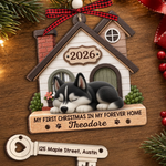 Custom First Christmas Wooden Ornament With Tag - Personalized Christmas Birthday Gifts For Dog Lovers, Cat Lovers, Pet Owners - Curled Up In Love