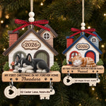 Custom First Christmas Wooden Ornament With Tag - Personalized Christmas Birthday Gifts For Dog Lovers, Cat Lovers, Pet Owners - Curled Up In Love