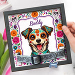 Custom Photo Day Of The Dead Pet Loss Sign, Collar Frame - Personalized Pet Memorial Sympathy Gifts For Dog Lovers, Cat Lovers - Love Remains In Every Pawprint