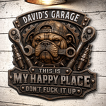 Custom Shaped Metal Sign - Personalized Birthday Gifts For Dog Lovers, Mechanics, DIYers - My Tools My Happy Place