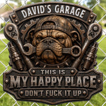 Custom Shaped Metal Sign - Personalized Birthday Gifts For Dog Lovers, Mechanics, DIYers - My Tools My Happy Place