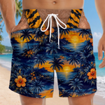 Custom Funny Patriotic Men Swim Trunks - Personalized Summer Vacation And Travel Gifts For Men - Salty Hair Zero Cares