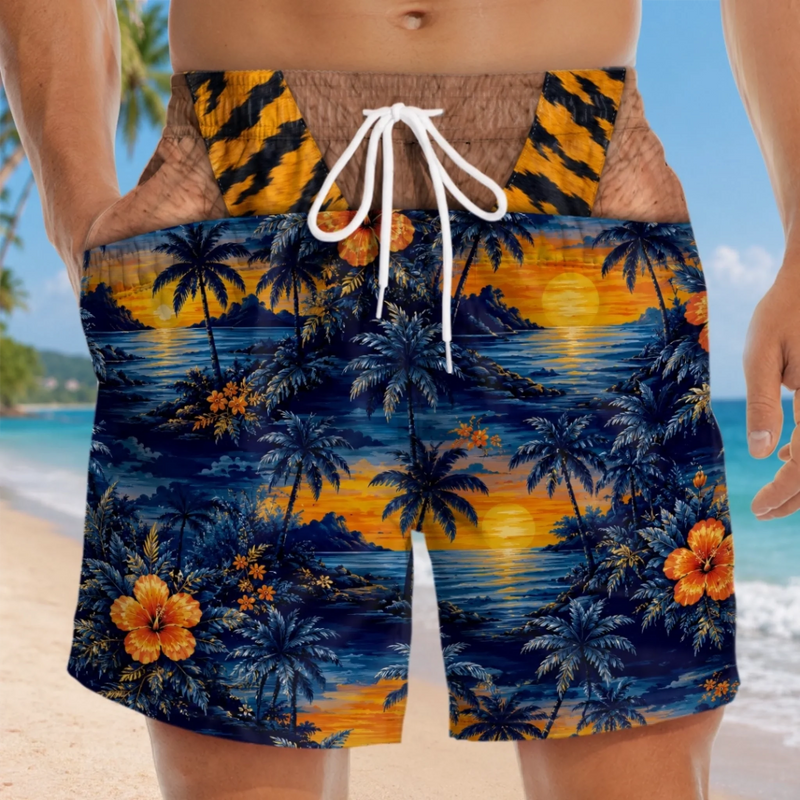 Custom Funny Patriotic Men Swim Trunks - Personalized Summer Vacation And Travel Gifts For Men - Salty Hair Zero Cares