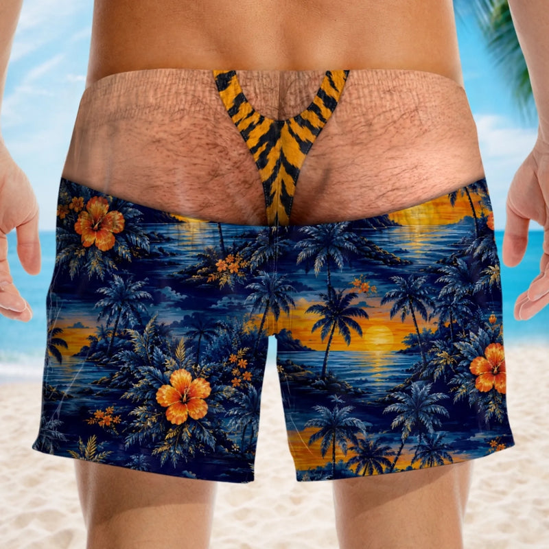Custom Funny Patriotic Men Swim Trunks - Personalized Summer Vacation And Travel Gifts For Men - Salty Hair Zero Cares