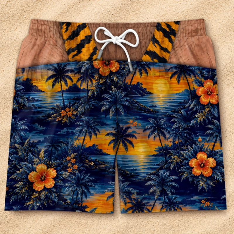 Custom Funny Patriotic Men Swim Trunks - Personalized Summer Vacation And Travel Gifts For Men - Salty Hair Zero Cares