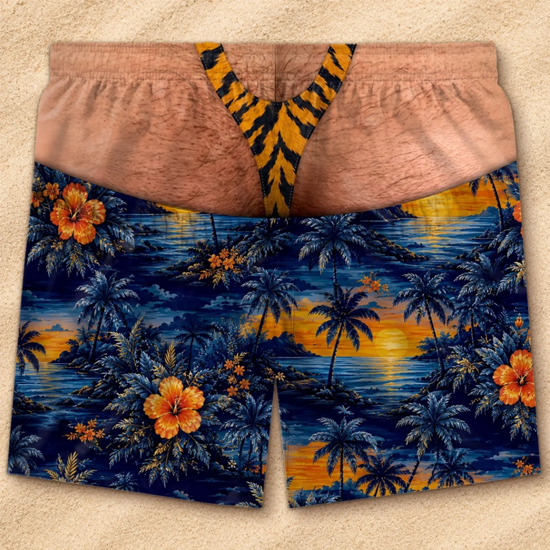 Custom Funny Patriotic Men Swim Trunks - Personalized Summer Vacation And Travel Gifts For Men - Salty Hair Zero Cares