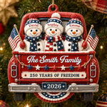 Custom Snowman Premium 3D Ornament - Personalized America 250th Anniversary Christmas Gifts For Family - Celebrating Home And Holiday