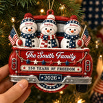 Custom Snowman Premium 3D Ornament - Personalized America 250th Anniversary Christmas Gifts For Family - Celebrating Home And Holiday